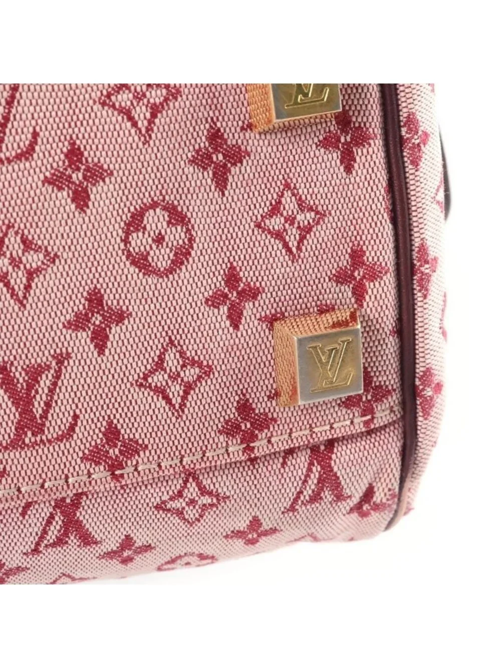 Louis Vuitton Monogram Mini Josephine PM Handbag Wine Red Leather Canvas Gold